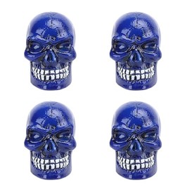 Aramox 4 Tapones de Válvula para Neumáticos de Coche de 7 Mm, Tapas de Válvula de Calavera de Metal ABS para Coches, Tapas de Válvula de Neumático Uni