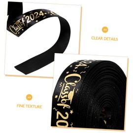 Operitacx 1 Roll Roll Graduation Season Packaging Tape Daisy Jute Burlap Ribbon Spool Congrats Ribbon Happy Birthday Award Ribbon Graduation Wrap Grad Ribbon Bouquet Golden Black Polyester