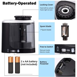 Aogwat Pencil Sharpener Electric Pencil Sharpener for Kids, Blade to Fast Sharpen, Suitable for No.2/School/Classroom/Office/Home (Black)