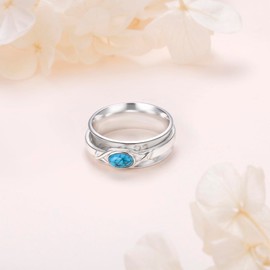 Ladytree Created Turquoise Spinner Ring for Women - 925 Sterling Silver Anxiety Relief Jewelry Birthday Gifts for Her