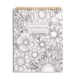 Elyse Breanne Design, 8.5" x 11", Top Spiral Bound, 52 Sheet, All-In-One, Flip Over Notepad, Journal, Perpetual Calendar, Planner, Adult Coloring Book, Multipurpose Color-In Notebook