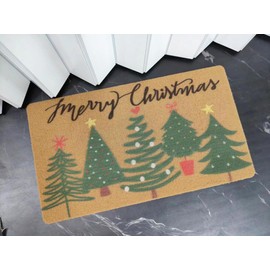 YCMI Winter Christmas Welcome Front-Door Doormats - Indoor Outdoor Christmas Pine-Trees Non-Slip Doormats Entrance Decor Mats 17 X 29 Inch (Five Pine Trees, 29 x 17 inch)