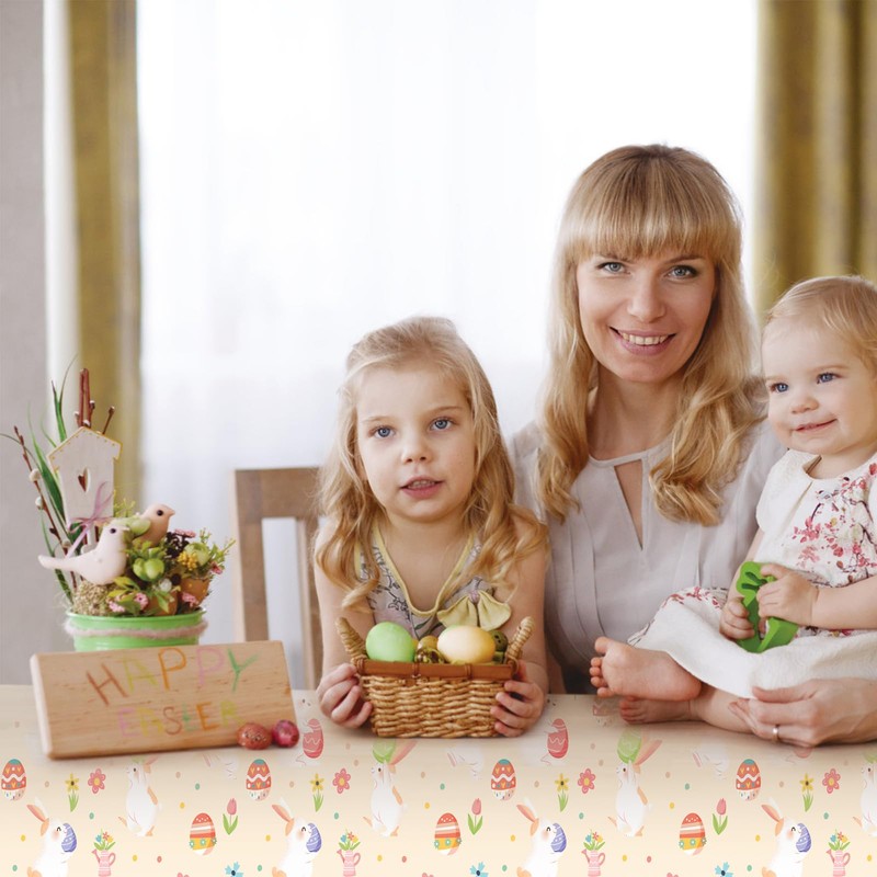 2pcs Easter Tablecloth, 107.87x53.94 Inch Plastic Easter Party Table Cloth