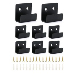 QWORK 8 Pieces U Angle Bracket Stainless Steel Heavy Duty Ceramic Tile Display Wall Hooks with Screws Black 16mm Inner Width