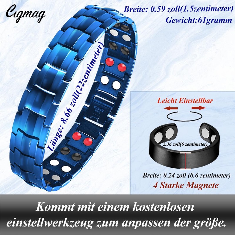 Cigmag Lymphatic Drainage Magnetic Bracelet Men's 4 Elements Ultra Strong
