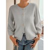 Cicy Bell Womens 3/4 Puff Sleeve Cardigan Sweater Fall Trendy