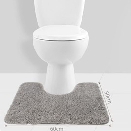 Toilet Mat, Fluffy/Washable Toilet Mat, Scandinavian Toilet Rug, Stylish, Toilet Carpet, Absorbent, Quick Drying, Anti-Slip, Solid Color, Toilet Mat, 23.6 x 19.7 inches (60 x 50 cm) (Gray)