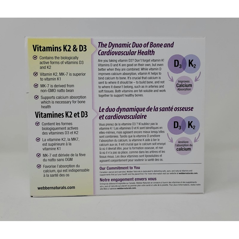 Webber Naturals K2 + D3 120 mcg/1000 IU, Supports Healthy