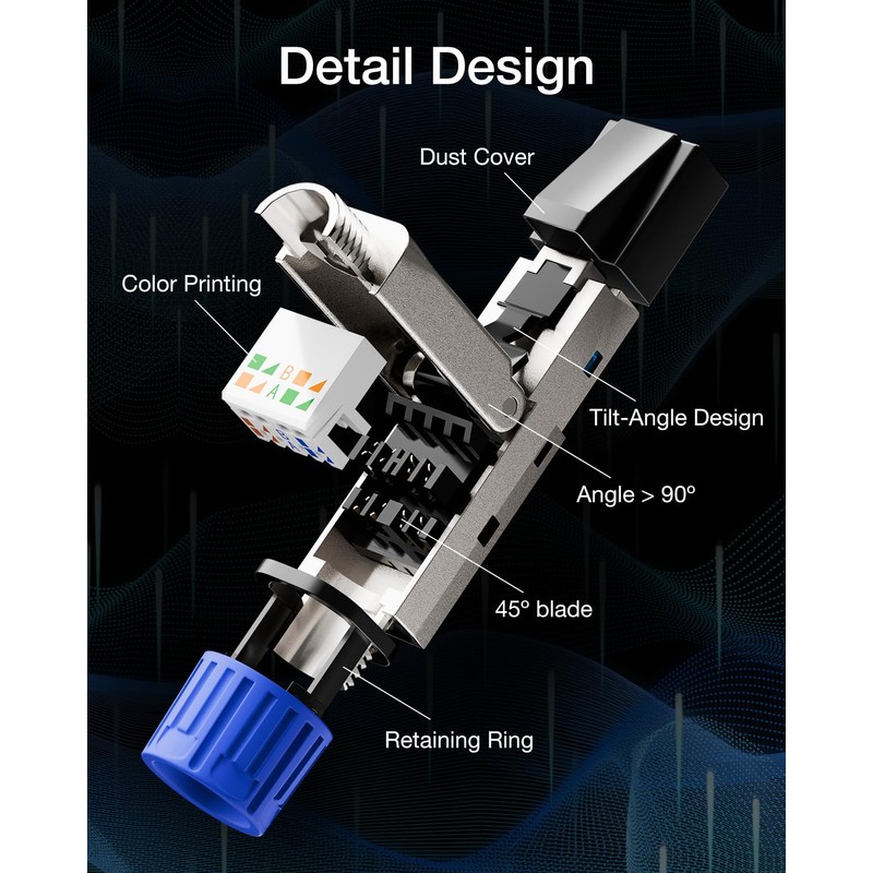 VCELINK Conector RJ45 sin herramientas, chapado en oro, conector Cat