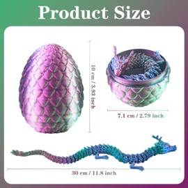 Abitoncc 3D Printed Dragon in Egg 3D Dragon Eggs with Dragon Inside Articulated Dragon Mythical Pieces Dragon Home Office Decor Executive Desk Toys 3D Printed Dragon Egg for Kids Adults(Green)-M