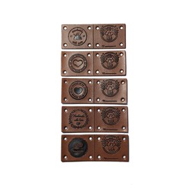 100 Pcs Premium Handmade Faux Leather Tags for Crafts - Versatile Foldable/Cut-Out Label Design, Durable & Stylish, Perfect for Clothing, Knitting, Quilts & More - Pack of 5 Styles