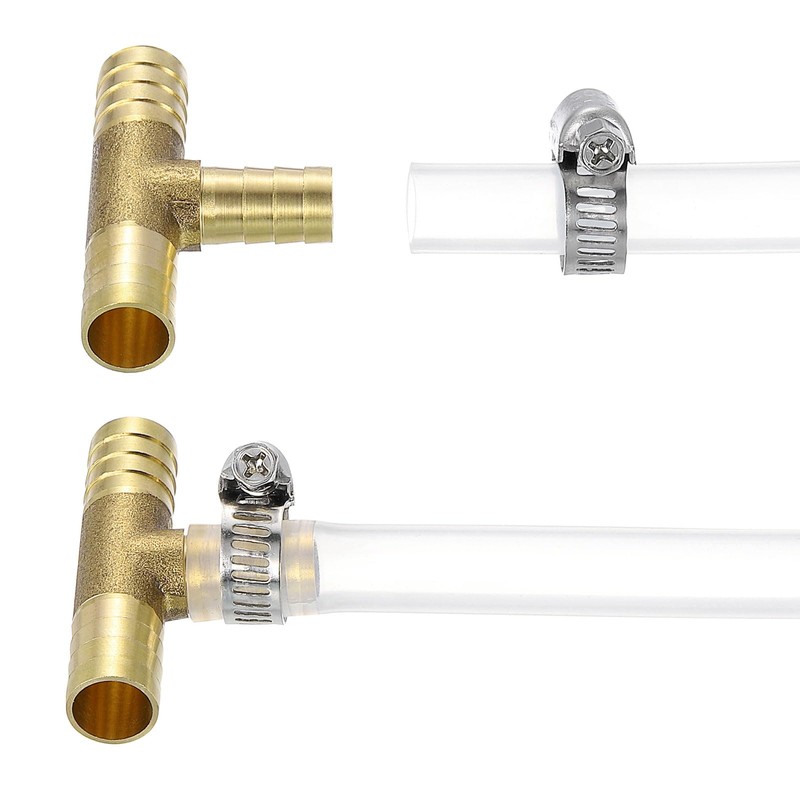 uxcell 2pcs Brass Tee Barb Fittings, 3-Ways Tee 5/8" x