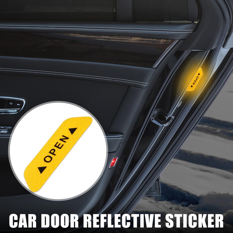 X AUTOHAUX 4pcs Car Door Reflective Sticker Open Warning Safety
