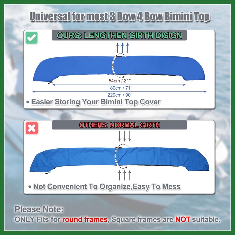 Motoforti Bimini Top Storage Boot Cover with Light Hole Boat