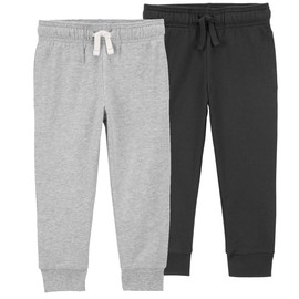 Carter's Boys 2 Pack French Terry Active Joggers/Pants (Gray and Black, 5T)