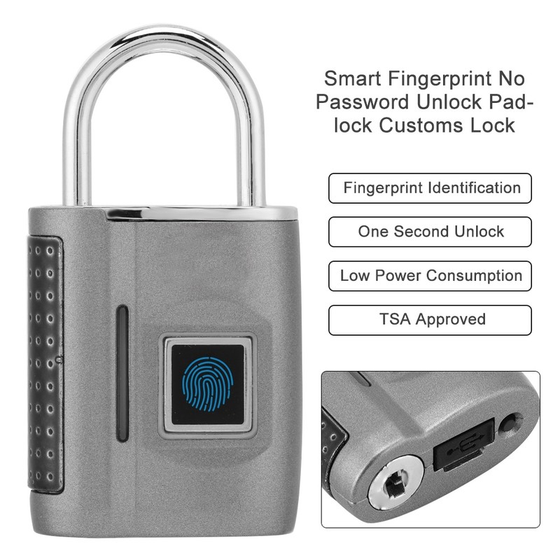 Smart Fingerprint No Password Unlock Padlock Customs Lock for Suitcase