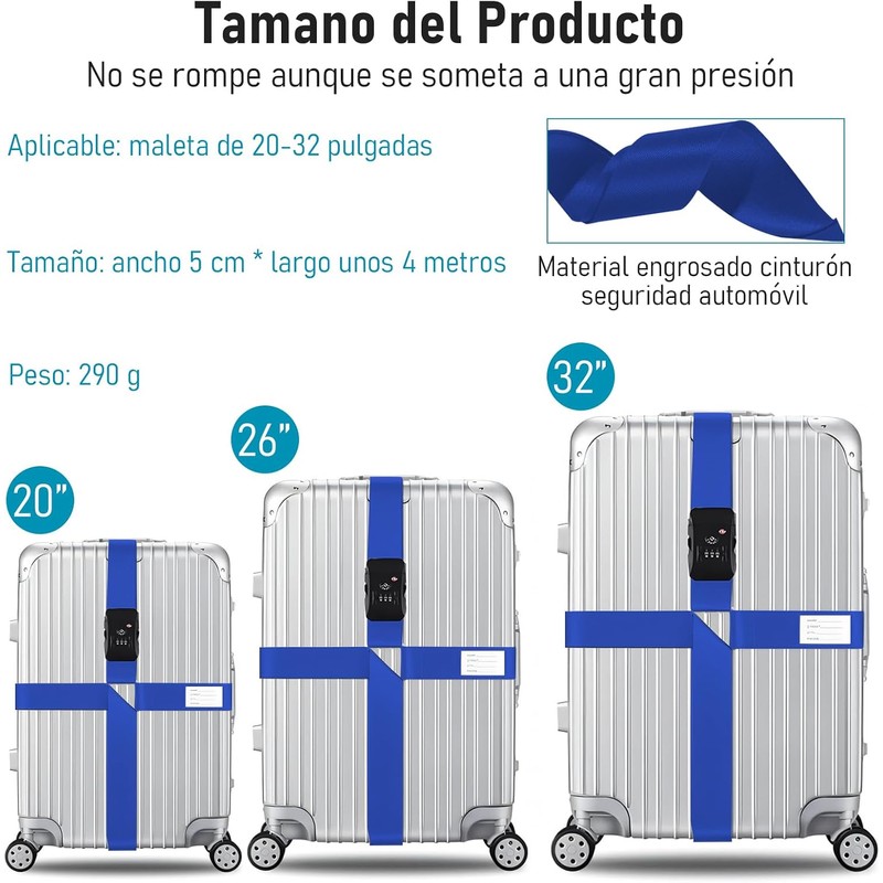 Correas de Equipaje TSA Juego 2, Juego de Correas Cruzadas