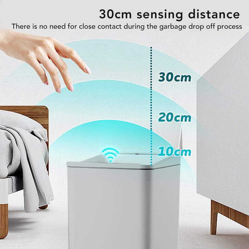 Desktop Sensor Trash Can USB Charging Foldable Lid 9L Intelligent