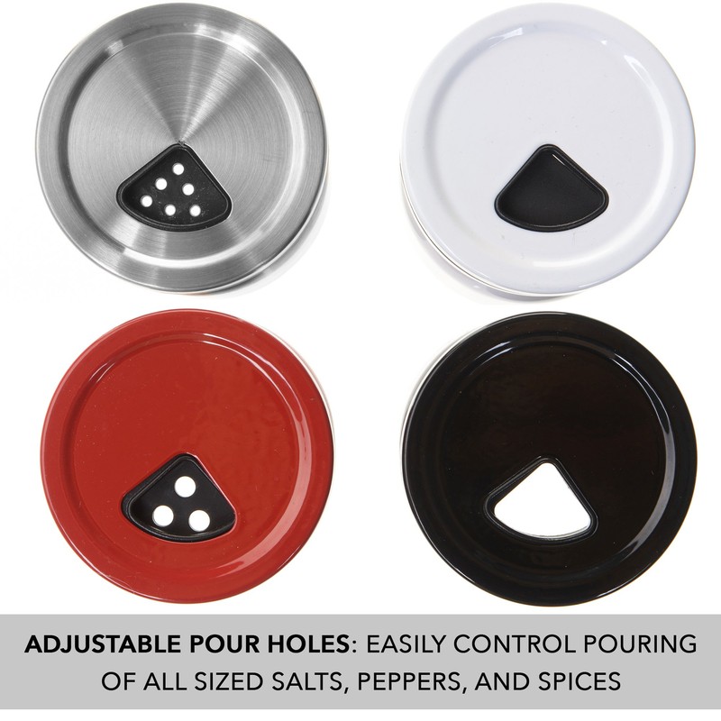 CHEFVANTAGE Salt and Pepper Shakers Set with Adjustable Pour Holes