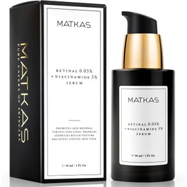 MATKAS Korean 0.05% Retinal + 5% Niacinamide Serum for Wrinkles - 30mL, Korean Retinol Serum for Face Anti Aging, Best Retinol Infusion for Face Wrinkles Dark Spots, Night Treatment for Women