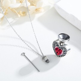 Urn Necklace for Ashes Teardrop/Heart Tree of Life Urn Necklace 925 Sterling Silver Birthstone Ash Pendant Necklace Cremation Memorial Jewellery for Women Men Pet, Sterling Silver