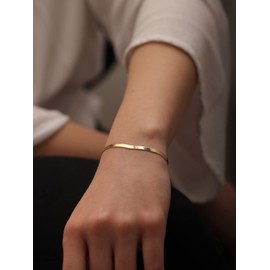 Gold layer Chain Bracelets for Women Thin Cuban Link Chain Bracelet Snake Chain Dome Herringbone Chain Bracelet for Girls(snake)