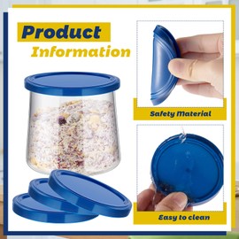 Tessco Yogurt Jar Lids Set Food Storage Replacement Lid Sealed Blue Plastic Compatible with Oui Yogurt Containers for Coffee Cookie Cover Glass Jars