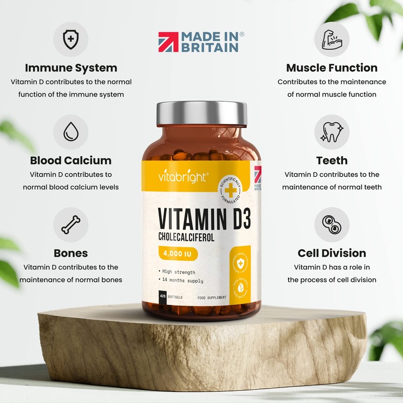 Vitamin D3 4000 IU, 400 Vitamin D Soft Gel Capsules,