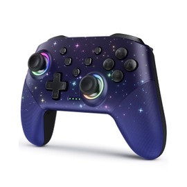 VOYEE Switch Controller, LED Star Wireless Pro Controllers Compatible with Lite/OLED, Multi-Platform Windows PC with 9 Colors Colorful RGB Lights/Programmable/Vibration/Turbo/Wakeup