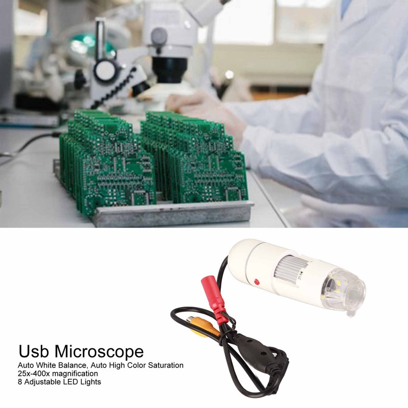 USB Digital Microscope CMOS Sensor 25x to 400x TV AV
