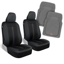 Motor Trend (2) Car Seat Covers for Front Seats with (2) Trimmable Car Floor Mats – Universal Fit Auto Accessories for Cars, Trucks, SUVs, Vans – Interior Protection and Vehicle Interior Shield Combo