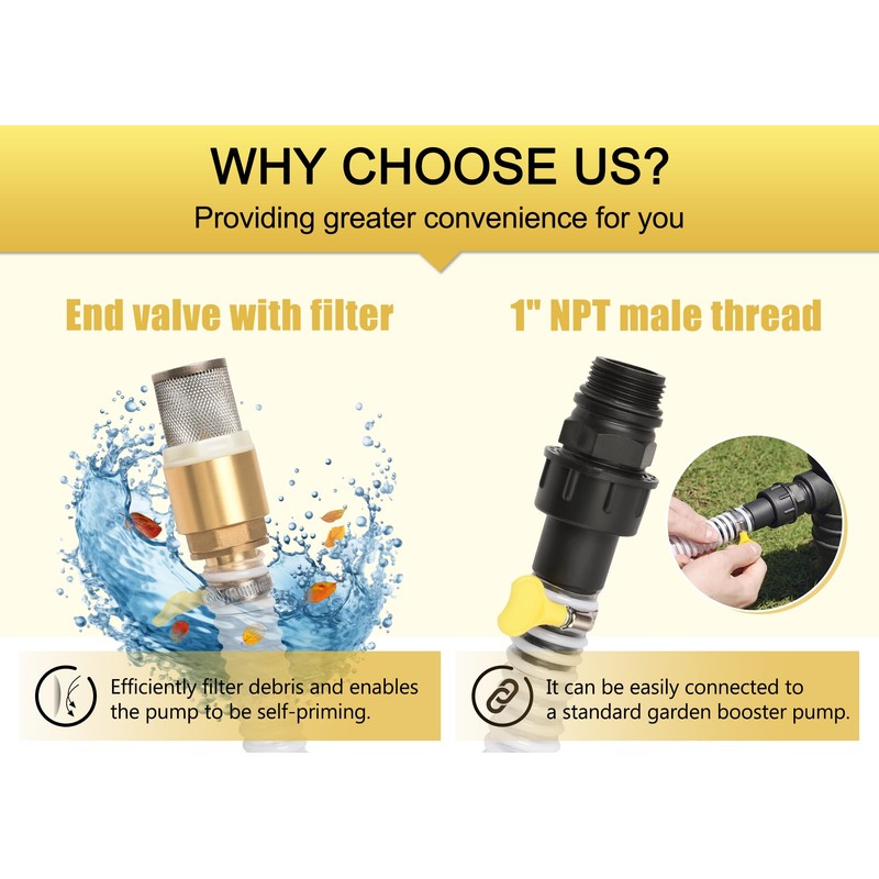 FLUENTPOWER 23FT x 1" Suction Hose Kit with Brass Fitting