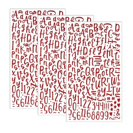 QQ&U - Pegatinas de letras del alfabeto cursivo con purpurina, multicolor (rojo)