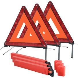 AMGSH 3Pack Safety Triangles Kit, Reflective Triangles Roadside, Standard Emergency Triangles with Case Warning Triangles for Vehicles Breakdown