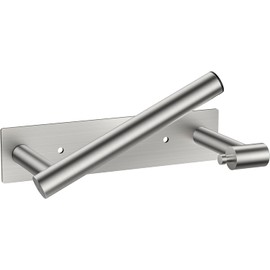 FORIOUS Adhesive Toilet Paper Holder Brushed Nickel, Self Adhesive or Wall Mounted Options, Stainless Steel Rustproof Stick on no Drilling Pivoting Toilet Tissue Roll Holder Wall Mount for Bathroom