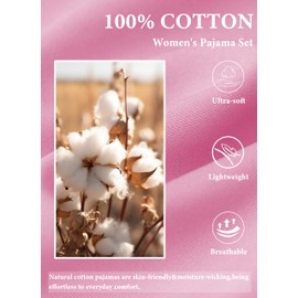 EA'S SECRET 100% Cotton Pajamas for Women Set Short Sleeve Button Down Sleepwear Capri Nightwear Pjs Loungewear(Dust Rose,M)