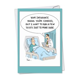 NobleWorks - Funny Get Well Greeting Card with 5 x 7 Inch Envelope (1 Card) Insurance Tests C4019GWG