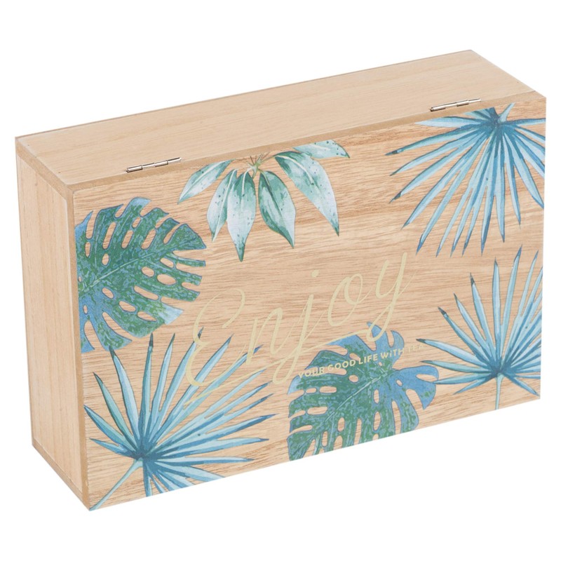 URBNLIVING Teebox mit 6 Fächern, Blatt-Design, bemalt