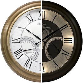 FOUNTAIN DESIGNS 24 Inch in/Outdoor Wall Clock with Temperature and Humidity Combo, Large Outdoor Clock for Patio Large Waterproof with Thermometer,Antique Hamilton Gold Metal