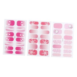 Baluue 3Pcs Flower Nail Stickers Full Cover Fake Nails for Women Crystal Art Decals Easy to Apply Patch for DIY Manicure