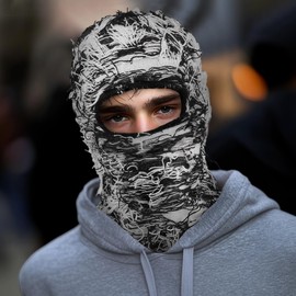 Clakllie Fuzzy Thermal Cycling Ski Mask Distressed Beanie Mask Neck Warmer Trending Distress Mask Yeat Inspired