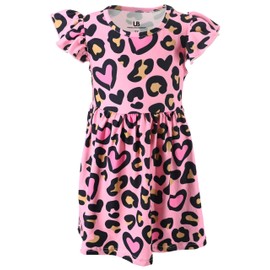 Unique Baby Girls Petal Sleeve Valentines Day Dress Outfits for Girl Toddler and Big Kids (4Y, Leopard Love)