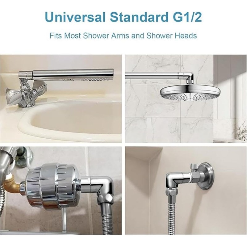 Shower Head Adapter, Solid Brass 90 Degree Shower Elbow Adapter,