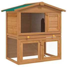 SKM Rabbit Hutch Brown Solid Pine Wood Large Rabbit Hutch,Brown (Weight 34.88KG)