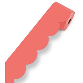 Carson Dellosa 65 Feet of Salmon Pink Bulletin Board Border, Scalloped Border Trim, Spring Bulletin Board Decorations, Rolled Pink Classroom Border for Bulletin Board and Classroom Décor