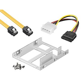 baytronic Installation Kit Double Mounting Frame for 2 x 2.5 Inch Hard Drives / SSDs to 3.5 Inch Adapter Mounting Frame Bracket Rails Including 30 cm SATA Cable + 4 Pin SATA Adapter