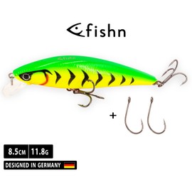 FISHN Grumpy Puncher Wobbler, Floating, Weight: 11.8 g, Length: 8.5 cm, Artificial Bait / Fishing Lure for Fishing Predatory Fish such as Zander, Pike, Perch, Trout (Fire Tiger)
