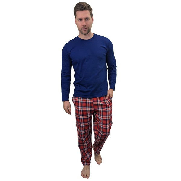 KRUXADER Mens Pyjamas Set|100% Cotton PJ Set|Elasticated Pants With Drawstring
