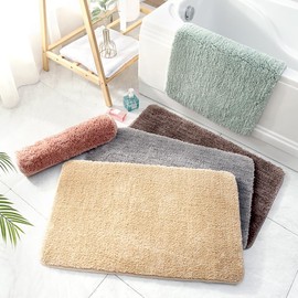 Lkw Ogechi 40 x 60 cm Non-Slip Plain Bath Mat, Super Absorbent Bath Mat for Bathroom Floor, Machine Washable and Extra Soft Bath Mat, Bath Mat (Blue)