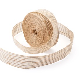 KISSITTY 10 Yards Burlap Ribbon 1 Inch Wide Tan Color Rustic Jute Ribbons Trims Gift Wrapping Wreath Bow Making Craft Decorative Ribbon for Christmas Wedding Party Farmhouse Home Decor